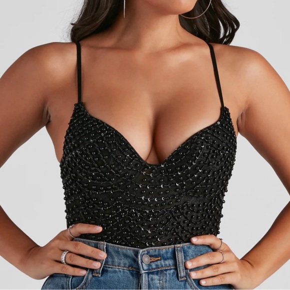 New Without A Tag Windsor Twisted Angel Embroidered Bodysuit - Picture 3 of 5